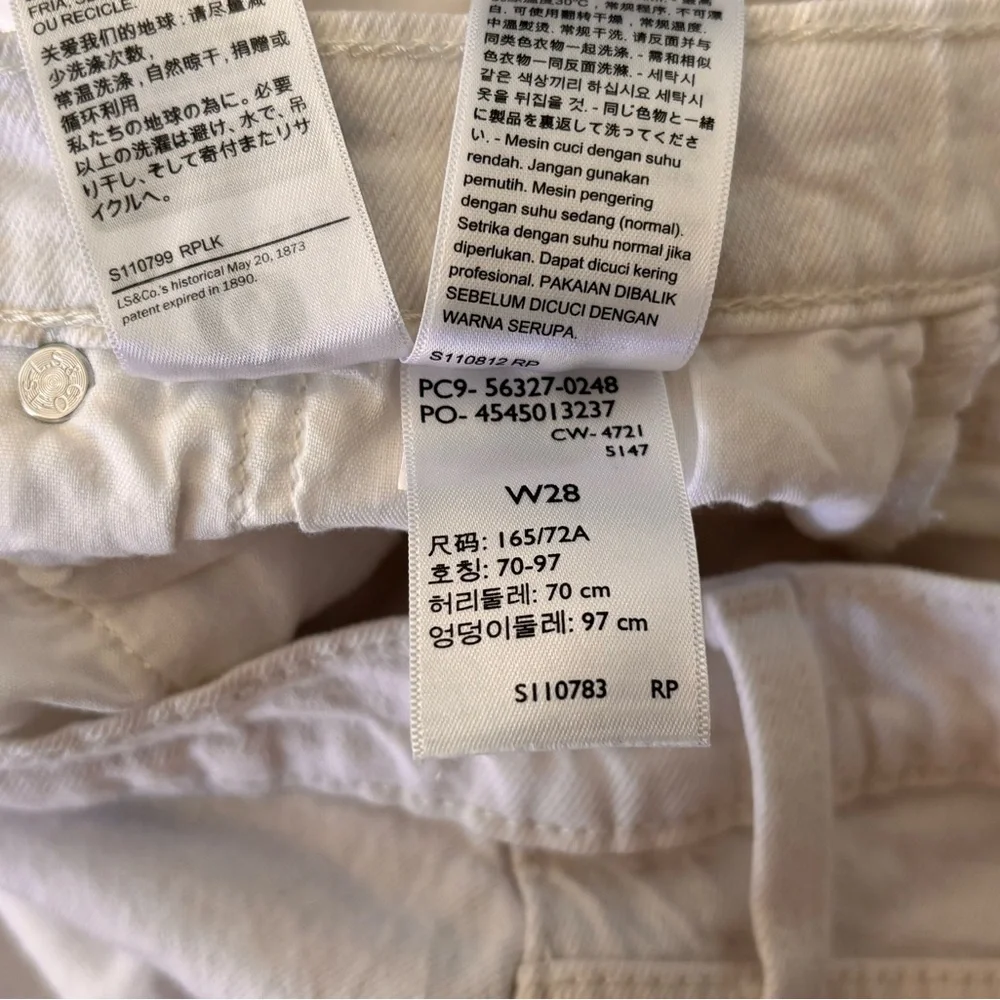 Levi's 501 Original High Rise White Denim Cutoff Shorts Size 28 - Picture 5 of 11